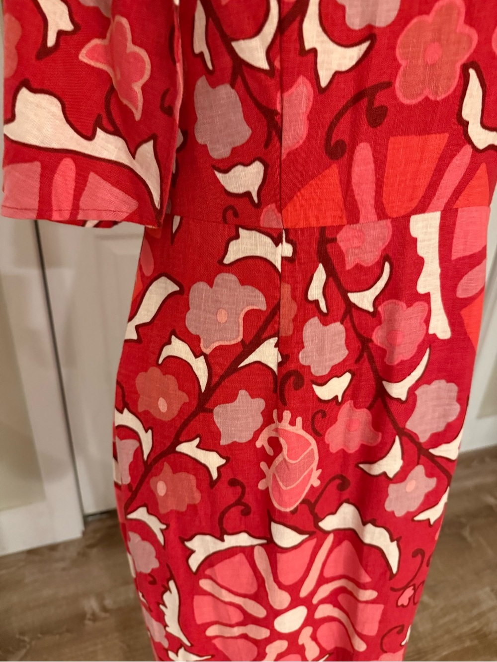 Pink Floral Midi Dress with Ruffle Hem - Picture 8 of 14